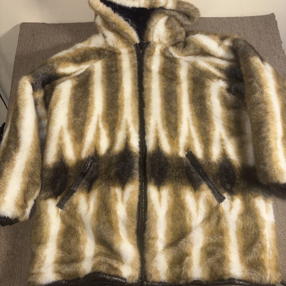 Vilanto Men’s Faux Fur Leather Reversible Coat 3XL Heavy NWOT